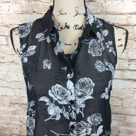 New Coco & Carmen Sheer Floral Long Tunic Top S/M - Picture 2 of 8